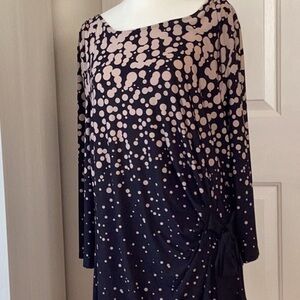 DN Design Black & Taupe Abstract Blouse & Pant 2-Piece Set Plus Sz 16W